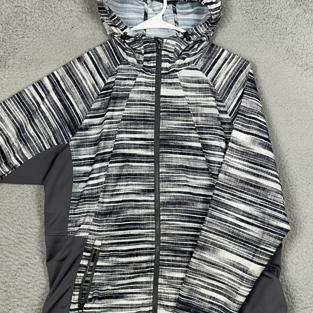 Marmot Jacket Womens XL Full Zip Hoodie Gray Space Dye Striped Activewear Pocket